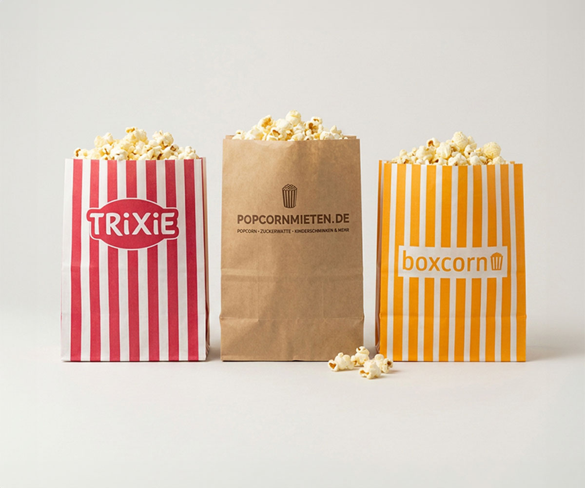 Blokbundspose med tryk til popcorn