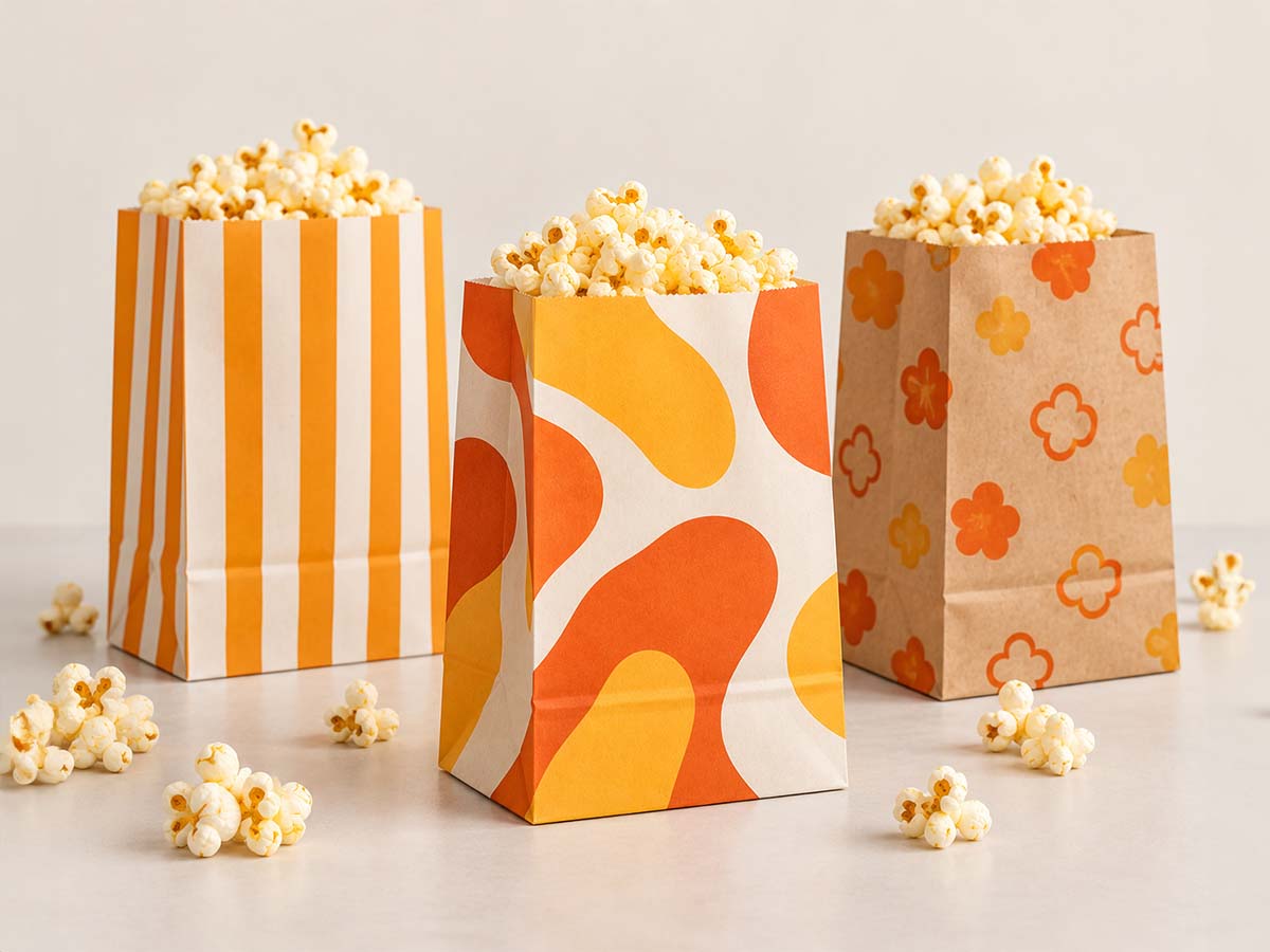 Blokbundspose til popcorn på ca. 650 ml