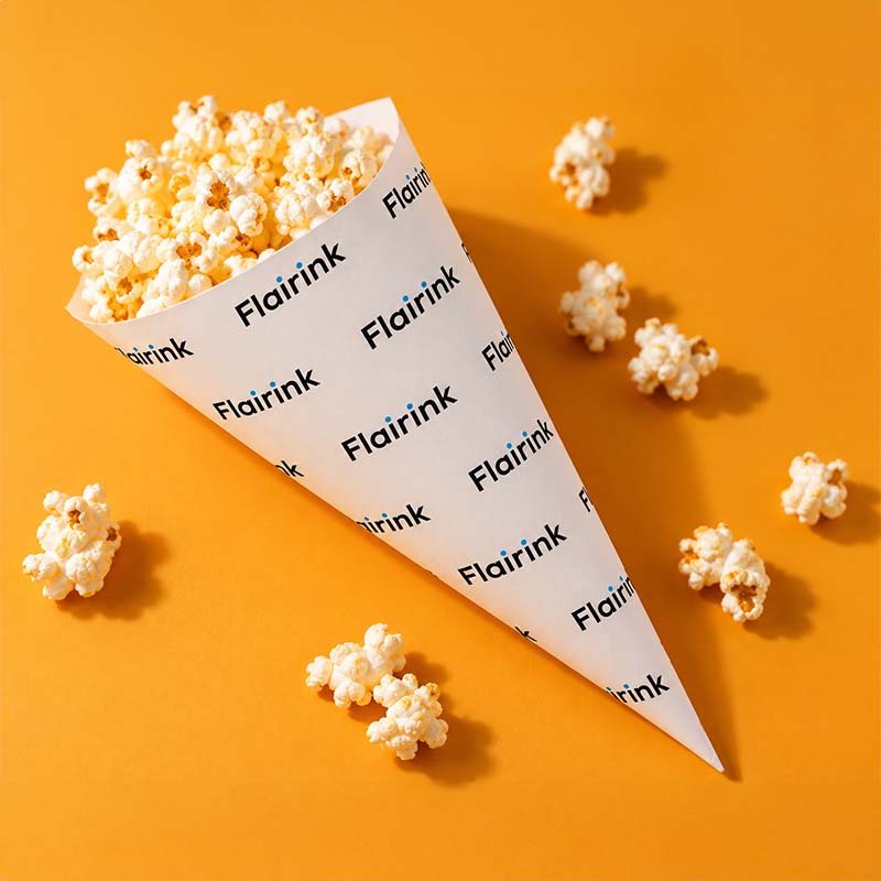 Kræmmerhus til popcorn af belagt papir