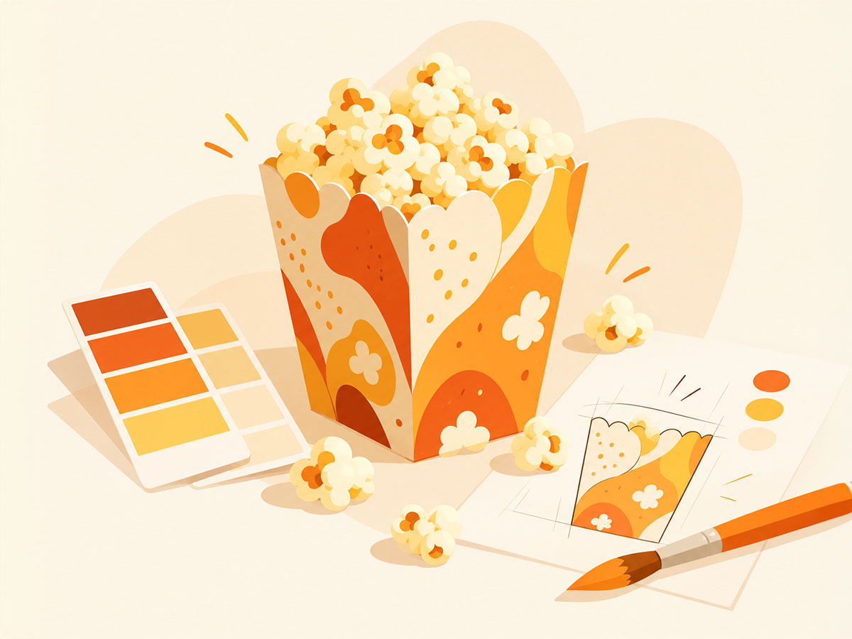 Eget design til et popcornbæger med tryk